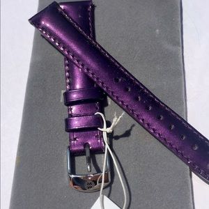 New auth Michele 16mm leather watch strap purple